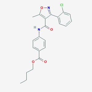 molecular formula C22H21ClN2O4 B379604 Butyl 4-{[3-(2-chlorophenyl)-5-methylisoxazol-4-yl]carbonylamino}benzoate CAS No. 301680-66-0