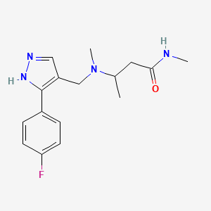 molecular formula C16H21FN4O B3796051 3-[[5-(4-fluorophenyl)-1H-pyrazol-4-yl]methyl-methylamino]-N-methylbutanamide 