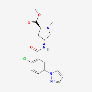 methyl (2S,4R)-4-{[2-chloro-5-(1H-pyrazol-1-yl)benzoyl]amino}-1-methylpyrrolidine-2-carboxylate