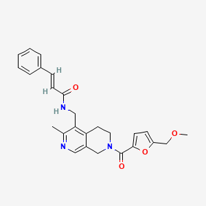 (2E)-N-({7-[5-(methoxymethyl)-2-furoyl]-3-methyl-5,6,7,8-tetrahydro-2,7-naphthyridin-4-yl}methyl)-3-phenylacrylamide