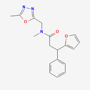 molecular formula C18H19N3O3 B3796242 3-(2-furyl)-N-methyl-N-[(5-methyl-1,3,4-oxadiazol-2-yl)methyl]-3-phenylpropanamide 