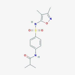 molecular formula C15H19N3O4S B379629 N-[4-(3,4-Dimethyl-isoxazol-5-ylsulfamoyl)-phenyl]-isobutyramide CAS No. 301681-28-7