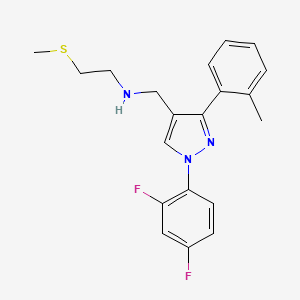 molecular formula C20H21F2N3S B3796362 N-{[1-(2,4-difluorophenyl)-3-(2-methylphenyl)-1H-pyrazol-4-yl]methyl}-2-(methylthio)ethanamine 