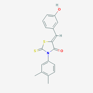 molecular formula C18H15NO2S2 B379637 (5Z)-3-(3,4-dimethylphenyl)-5-(3-hydroxybenzylidene)-2-thioxo-1,3-thiazolidin-4-one 