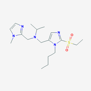 molecular formula C18H31N5O2S B3796373 N-[(3-butyl-2-ethylsulfonylimidazol-4-yl)methyl]-N-[(1-methylimidazol-2-yl)methyl]propan-2-amine 