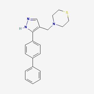 molecular formula C20H21N3S B3796384 4-[[5-(4-phenylphenyl)-1H-pyrazol-4-yl]methyl]thiomorpholine 