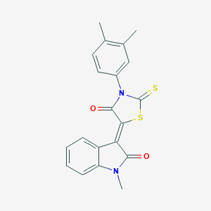 molecular formula C20H16N2O2S2 B379640 (Z)-3-(3,4-dimethylphenyl)-5-(1-methyl-2-oxoindolin-3-ylidene)-2-thioxothiazolidin-4-one CAS No. 307342-64-9