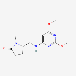 molecular formula C12H18N4O3 B3796410 5-[[(2,6-Dimethoxypyrimidin-4-yl)amino]methyl]-1-methylpyrrolidin-2-one 