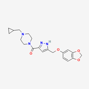 molecular formula C20H24N4O4 B3796425 [5-(1,3-benzodioxol-5-yloxymethyl)-1H-pyrazol-3-yl]-[4-(cyclopropylmethyl)piperazin-1-yl]methanone 