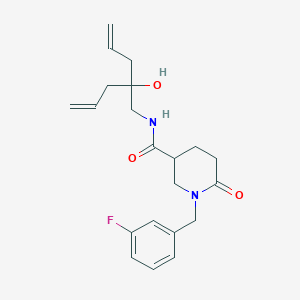 molecular formula C21H27FN2O3 B3796432 N-(2-allyl-2-hydroxy-4-penten-1-yl)-1-(3-fluorobenzyl)-6-oxo-3-piperidinecarboxamide 