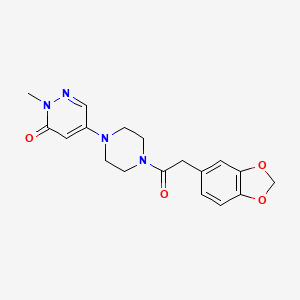 molecular formula C18H20N4O4 B3796447 5-[4-(1,3-benzodioxol-5-ylacetyl)-1-piperazinyl]-2-methyl-3(2H)-pyridazinone 