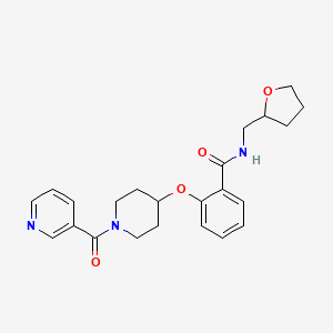 molecular formula C23H27N3O4 B3796448 N-(oxolan-2-ylmethyl)-2-[1-(pyridine-3-carbonyl)piperidin-4-yl]oxybenzamide 