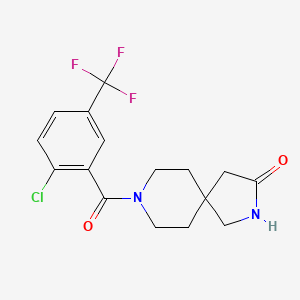 molecular formula C16H16ClF3N2O2 B3796463 8-[2-chloro-5-(trifluoromethyl)benzoyl]-2,8-diazaspiro[4.5]decan-3-one 