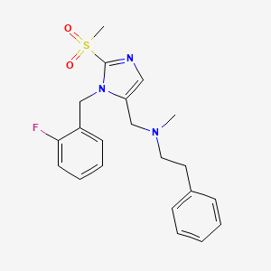 molecular formula C21H24FN3O2S B3796471 N-{[1-(2-fluorobenzyl)-2-(methylsulfonyl)-1H-imidazol-5-yl]methyl}-N-methyl-2-phenylethanamine 