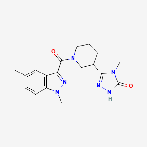 molecular formula C19H24N6O2 B3796475 5-{1-[(1,5-dimethyl-1H-indazol-3-yl)carbonyl]piperidin-3-yl}-4-ethyl-2,4-dihydro-3H-1,2,4-triazol-3-one 