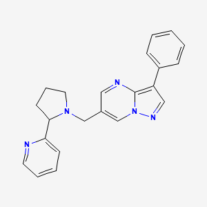 molecular formula C22H21N5 B3796511 3-phenyl-6-[(2-pyridin-2-ylpyrrolidin-1-yl)methyl]pyrazolo[1,5-a]pyrimidine 