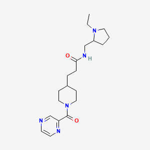 molecular formula C20H31N5O2 B3796526 N-[(1-ethyl-2-pyrrolidinyl)methyl]-3-[1-(2-pyrazinylcarbonyl)-4-piperidinyl]propanamide 