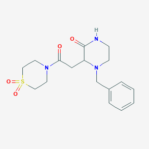 molecular formula C17H23N3O4S B3796661 4-benzyl-3-[2-(1,1-dioxido-4-thiomorpholinyl)-2-oxoethyl]-2-piperazinone trifluoroacetate 