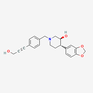 molecular formula C22H23NO4 B3796666 (3S*,4S*)-4-(1,3-benzodioxol-5-yl)-1-[4-(3-hydroxyprop-1-yn-1-yl)benzyl]piperidin-3-ol 