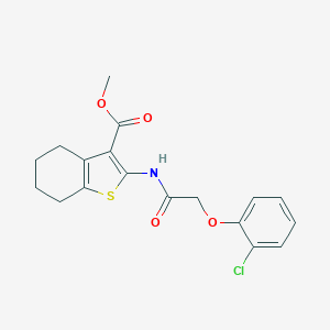 molecular formula C18H18ClNO4S B379667 Methyl 2-{[(2-chlorophenoxy)acetyl]amino}-4,5,6,7-tetrahydro-1-benzothiophene-3-carboxylate 