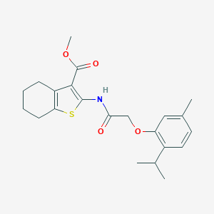 molecular formula C22H27NO4S B379669 Methyl 2-{[(2-isopropyl-5-methylphenoxy)acetyl]amino}-4,5,6,7-tetrahydro-1-benzothiophene-3-carboxylate 