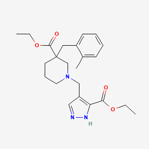 ethyl 1-[(5-ethoxycarbonyl-1H-pyrazol-4-yl)methyl]-3-[(2-methylphenyl)methyl]piperidine-3-carboxylate