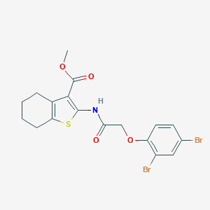molecular formula C18H17Br2NO4S B379672 Methyl 2-{[(2,4-dibromophenoxy)acetyl]amino}-4,5,6,7-tetrahydro-1-benzothiophene-3-carboxylate 