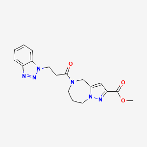 molecular formula C18H20N6O3 B3796749 methyl 5-[3-(1H-1,2,3-benzotriazol-1-yl)propanoyl]-5,6,7,8-tetrahydro-4H-pyrazolo[1,5-a][1,4]diazepine-2-carboxylate 