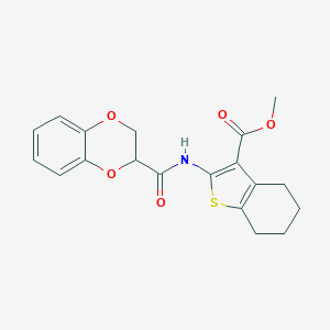 molecular formula C19H19NO5S B379676 Methyl 2-(2,3-dihydro-1,4-benzodioxine-3-carbonylamino)-4,5,6,7-tetrahydro-1-benzothiophene-3-carboxylate CAS No. 301694-42-8