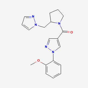 molecular formula C19H21N5O2 B3796774 1-(2-methoxyphenyl)-4-{[2-(1H-pyrazol-1-ylmethyl)pyrrolidin-1-yl]carbonyl}-1H-pyrazole 