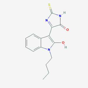 molecular formula C15H15N3O2S B379679 1-butyl-3-(5-oxo-2-thioxo-4-imidazolidinylidene)-1,3-dihydro-2H-indol-2-one CAS No. 302549-27-5