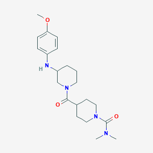 molecular formula C21H32N4O3 B3796797 4-({3-[(4-methoxyphenyl)amino]-1-piperidinyl}carbonyl)-N,N-dimethyl-1-piperidinecarboxamide 