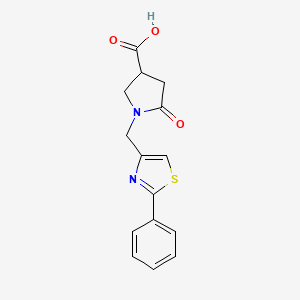 molecular formula C15H14N2O3S B3796803 5-oxo-1-[(2-phenyl-1,3-thiazol-4-yl)methyl]pyrrolidine-3-carboxylic acid 