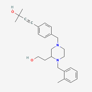 molecular formula C26H34N2O2 B3796821 4-(4-{[3-(2-hydroxyethyl)-4-(2-methylbenzyl)-1-piperazinyl]methyl}phenyl)-2-methyl-3-butyn-2-ol 