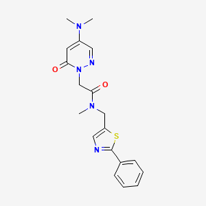 molecular formula C19H21N5O2S B3796896 2-[4-(dimethylamino)-6-oxo-1(6H)-pyridazinyl]-N-methyl-N-[(2-phenyl-1,3-thiazol-5-yl)methyl]acetamide 