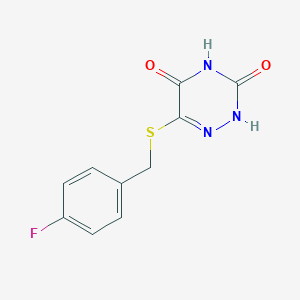 molecular formula C10H8FN3O2S B379691 6-[(4-fluorobenzyl)sulfanyl]-1,2,4-triazine-3,5(2H,4H)-dione 