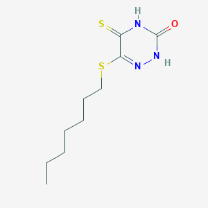 molecular formula C10H17N3OS2 B379692 6-(heptylthio)-5-thioxo-4,5-dihydro-1,2,4-triazin-3(2H)-one 