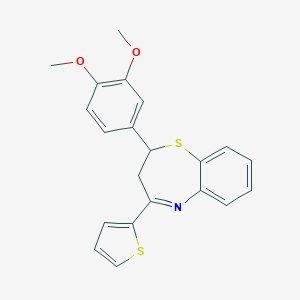 molecular formula C21H19NO2S2 B379695 2-(3,4-Dimethoxy-phenyl)-4-thiophen-2-yl-2,3-dihydro-benzo[b][1,4]thiazepine 