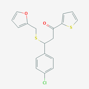 molecular formula C18H15ClO2S2 B379697 3-(4-Chloro-phenyl)-3-(furan-2-ylmethylsulfanyl)-1-thiophen-2-yl-propan-1-one 