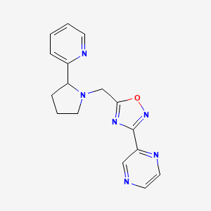 molecular formula C16H16N6O B3796981 2-(5-{[2-(2-pyridinyl)-1-pyrrolidinyl]methyl}-1,2,4-oxadiazol-3-yl)pyrazine 