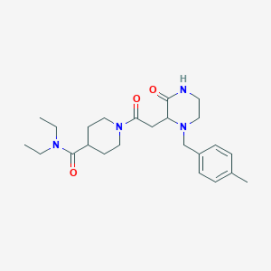 molecular formula C24H36N4O3 B3796984 N,N-diethyl-1-[2-[1-[(4-methylphenyl)methyl]-3-oxopiperazin-2-yl]acetyl]piperidine-4-carboxamide 