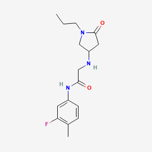 molecular formula C16H22FN3O2 B3796987 N-(3-fluoro-4-methylphenyl)-2-[(5-oxo-1-propylpyrrolidin-3-yl)amino]acetamide 