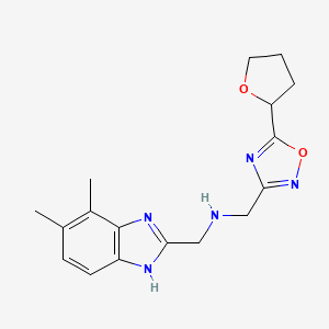 molecular formula C17H21N5O2 B3796999 1-(6,7-dimethyl-1H-benzimidazol-2-yl)-N-{[5-(tetrahydrofuran-2-yl)-1,2,4-oxadiazol-3-yl]methyl}methanamine 