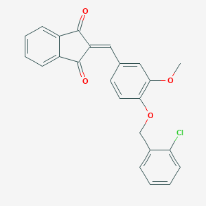 molecular formula C24H17ClO4 B379700 2-{4-[(2-chlorobenzyl)oxy]-3-methoxybenzylidene}-1H-indene-1,3(2H)-dione 