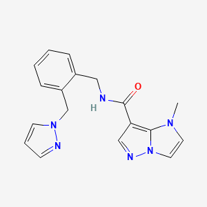 molecular formula C18H18N6O B3797034 1-methyl-N-[2-(1H-pyrazol-1-ylmethyl)benzyl]-1H-imidazo[1,2-b]pyrazole-7-carboxamide 