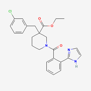 molecular formula C25H26ClN3O3 B3797048 ethyl 3-(3-chlorobenzyl)-1-[2-(1H-imidazol-2-yl)benzoyl]-3-piperidinecarboxylate 