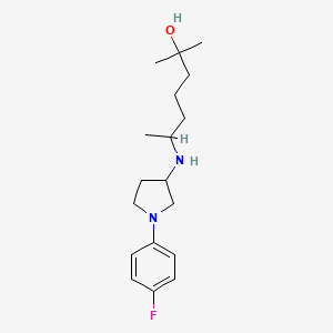 molecular formula C18H29FN2O B3797076 6-[[1-(4-Fluorophenyl)pyrrolidin-3-yl]amino]-2-methylheptan-2-ol 