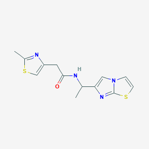 molecular formula C13H14N4OS2 B3797101 N-(1-imidazo[2,1-b][1,3]thiazol-6-ylethyl)-2-(2-methyl-1,3-thiazol-4-yl)acetamide 