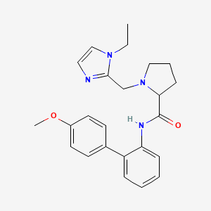 molecular formula C24H28N4O2 B3797118 1-[(1-ethyl-1H-imidazol-2-yl)methyl]-N-(4'-methoxy-2-biphenylyl)prolinamide 