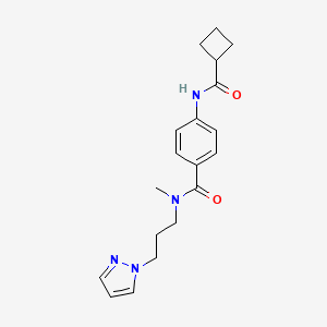 molecular formula C19H24N4O2 B3797128 4-[(cyclobutylcarbonyl)amino]-N-methyl-N-[3-(1H-pyrazol-1-yl)propyl]benzamide 